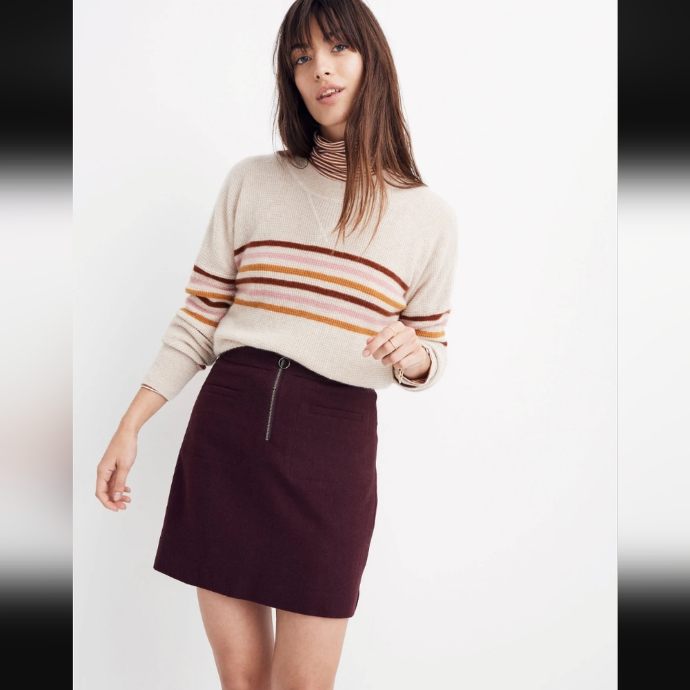 Madewell Fireside Wool Skirt, Rich Plum, size 0 (fits size 4)